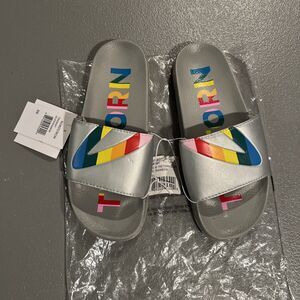 Tretorn  Rainbow Slide Sandal, Silver, Women Size 8, Tragrant, NEW